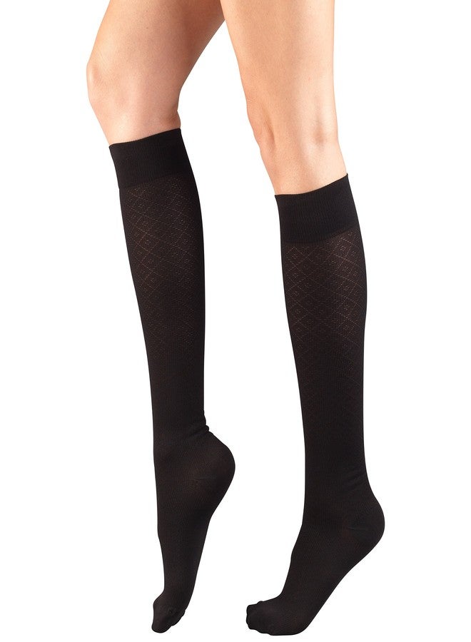 Truform Compression Socks, 15-20 mmHg, Women's Dress Socks, Knee High Over Calf Length, Black Diamond Knit, Medium - Image 3
